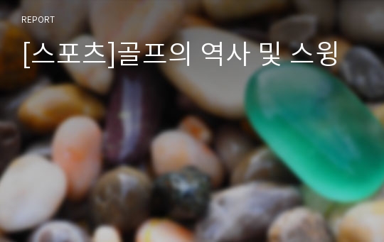 [스포츠]골프의 역사 및 스윙