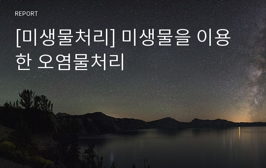 [미생물처리] 미생물을 이용한 오염물처리