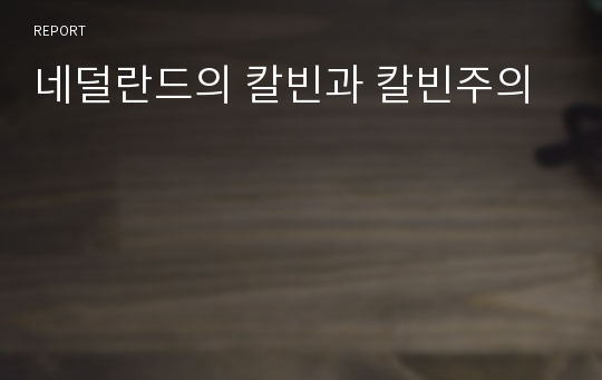 네덜란드의 칼빈과 칼빈주의
