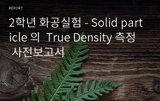 2학년 화공실험 - Solid particle 의  True Density 측정 사전보고서