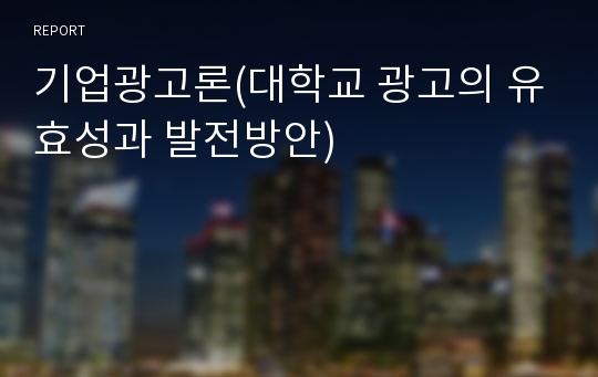 기업광고론(대학교 광고의 유효성과 발전방안)