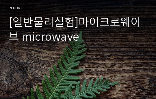 [일반물리실험]마이크로웨이브 microwave