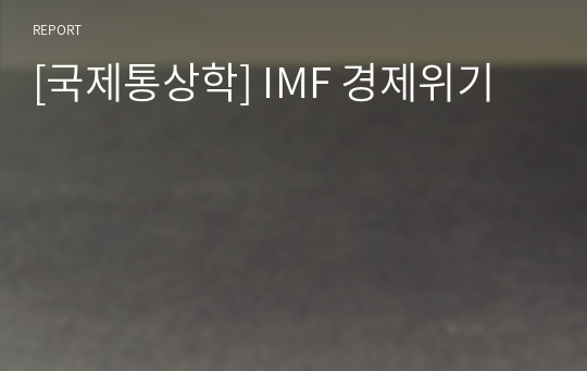 [국제통상학] IMF 경제위기