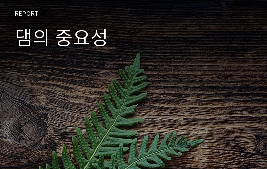 댐의 중요성