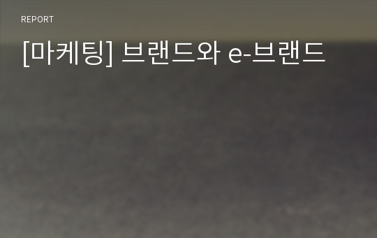 [마케팅] 브랜드와 e-브랜드