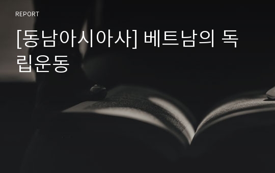 [동남아시아사] 베트남의 독립운동