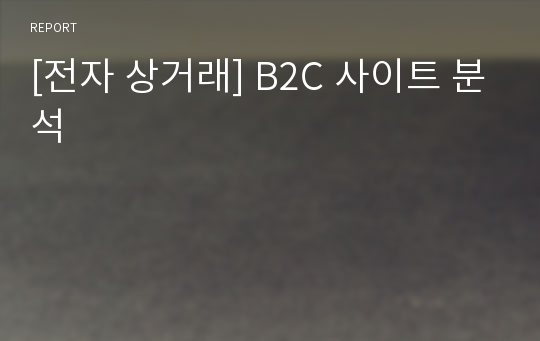 [전자 상거래] B2C 사이트 분석