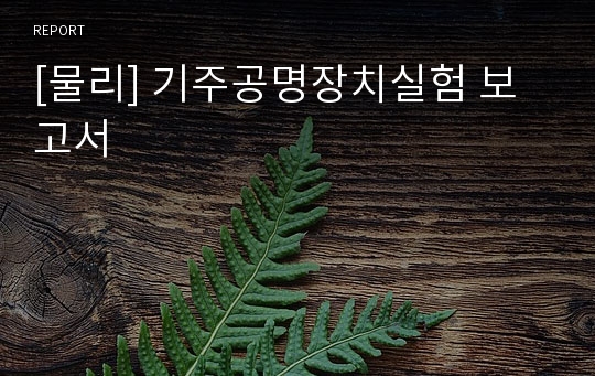 [물리] 기주공명장치실험 보고서