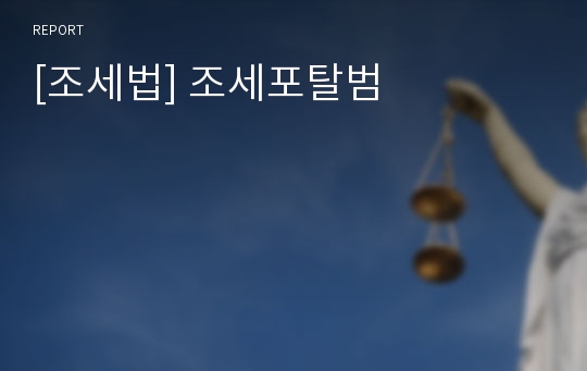 [조세법] 조세포탈범