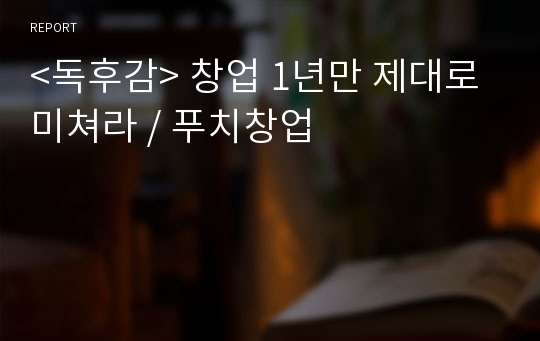 &lt;독후감&gt; 창업 1년만 제대로 미쳐라 / 푸치창업