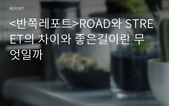 &lt;반쪽레포트&gt;ROAD와 STREET의 차이와 좋은길이란 무엇일까