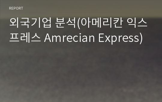 외국기업 분석(아메리칸 익스프레스 Amrecian Express)