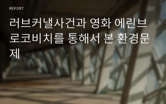 러브커낼사건과 영화 에린브로코비치를 통해서 본 환경문제