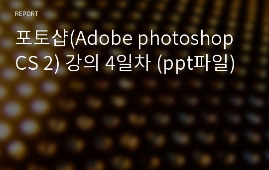 포토샵(Adobe photoshop CS 2) 강의 4일차 (ppt파일)
