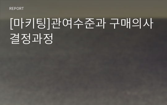 [마키팅]관여수준과 구매의사결정과정