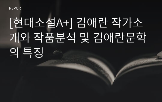 [현대소설A+] 김애란 작가소개와 작품분석 및 김애란문학의 특징