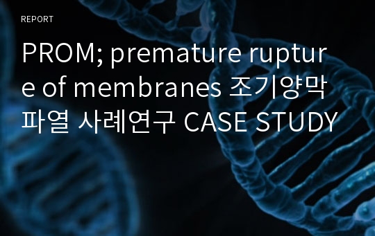 PROM; premature rupture of membranes 조기양막파열 사례연구 CASE STUDY