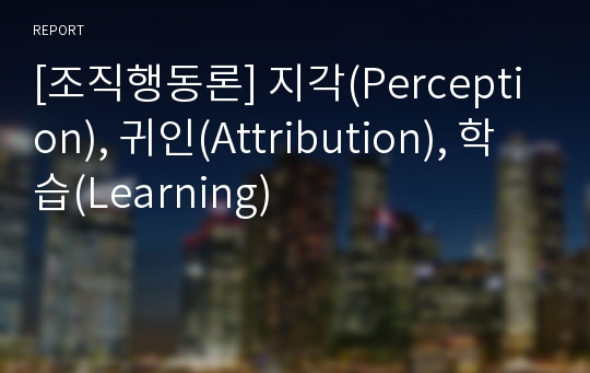 [조직행동론] 지각(Perception), 귀인(Attribution), 학습(Learning)