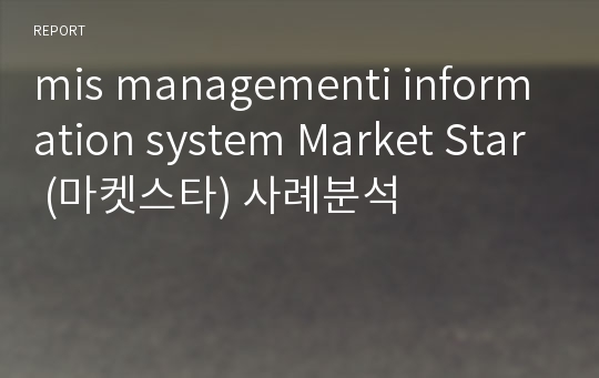 mis managementi information system Market Star (마켓스타) 사례분석