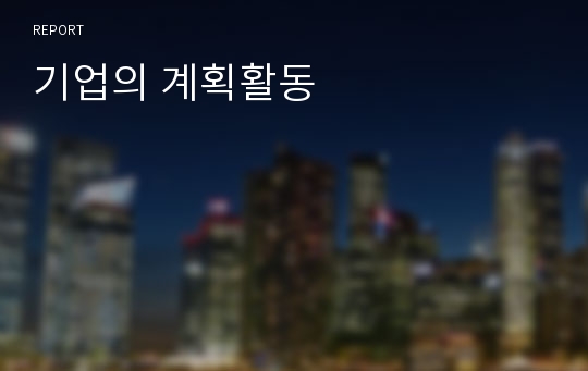 기업의 계획활동