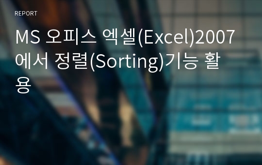 MS 오피스 엑셀(Excel)2007에서 정렬(Sorting)기능 활용