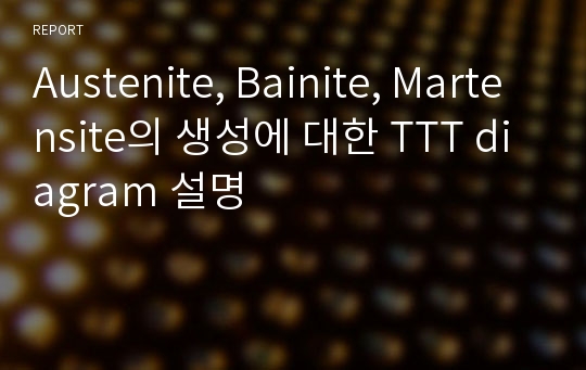 Austenite, Bainite, Martensite의 생성에 대한 TTT diagram 설명