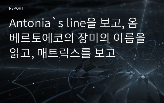 Antonia`s line을 보고, 옴베르토에코의 장미의 이름을 읽고, 매트릭스를 보고