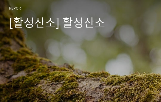 [활성산소] 활성산소