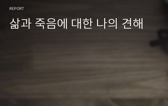 삶과 죽음에 대한 나의 견해