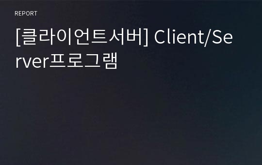 [클라이언트서버] Client/Server프로그램