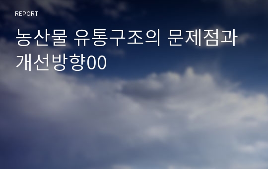 농산물 유통구조의 문제점과 개선방향00