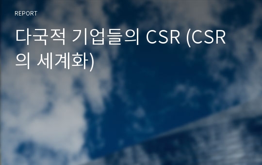 다국적 기업들의 CSR (CSR의 세계화)