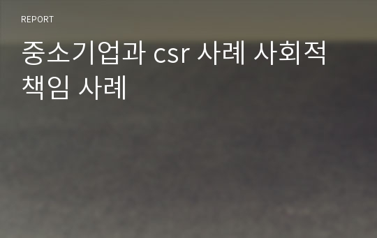 중소기업과 csr 사례 사회적 책임 사례