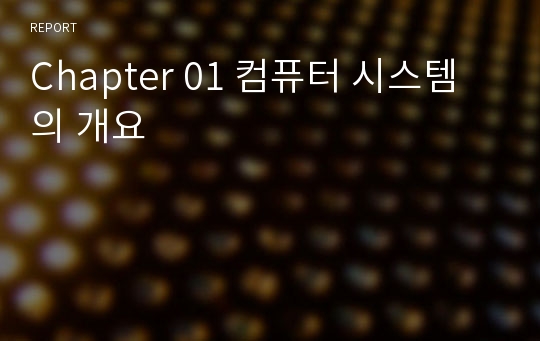 Chapter 01 컴퓨터 시스템의 개요