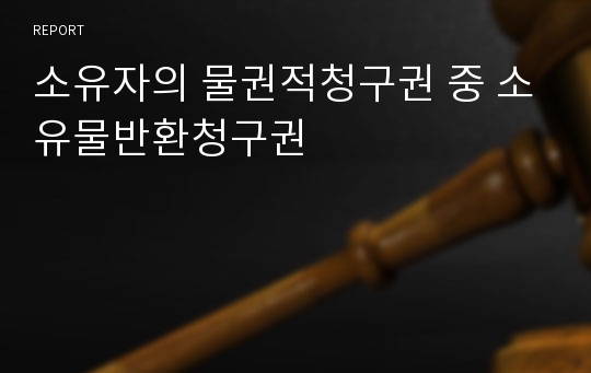 소유자의 물권적청구권 중 소유물반환청구권