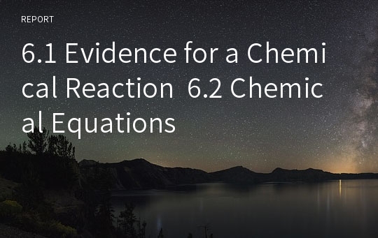 6.1 Evidence for a Chemical Reaction  6.2 Chemical Equations
