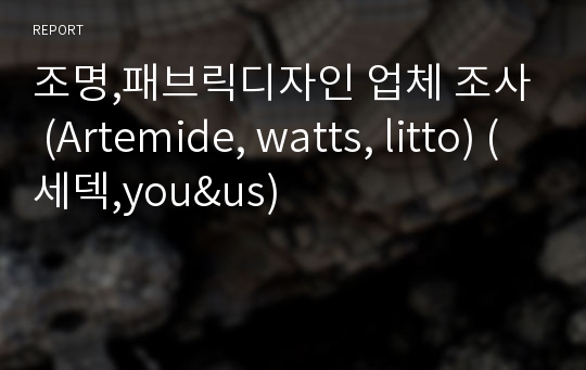 조명,패브릭디자인 업체 조사 (Artemide, watts, litto) (세덱,you&amp;us)