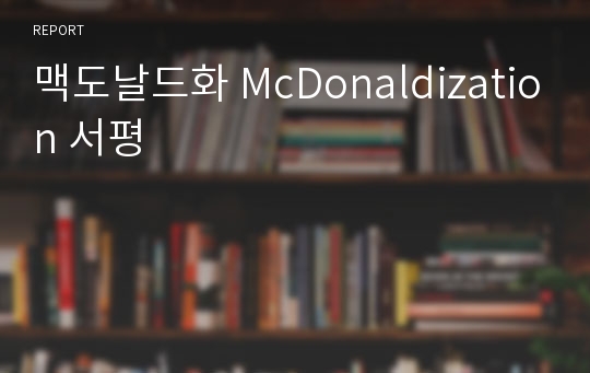 맥도날드화 McDonaldization 서평