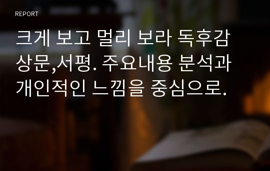 크게 보고 멀리 보라 독후감상문,서평. 주요내용 분석과 개인적인 느낌을 중심으로.