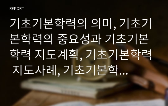 기초기본학력의 의미, 기초기본학력의 중요성과 기초기본학력 지도계획, 기초기본학력 지도사례, 기초기본학력 책임지도제 및 기초기본학력 확보 교육, 기초기본학력 확보 방안 그리고 기초기본학력 관련 제언 분석