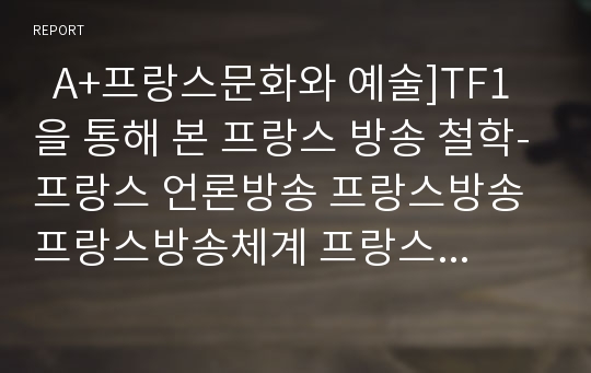   A+프랑스문화와 예술]TF1을 통해 본 프랑스 방송 철학-프랑스 언론방송 프랑스방송 프랑스방송체계 프랑스예술 프랑스언론문화 프랑스문화