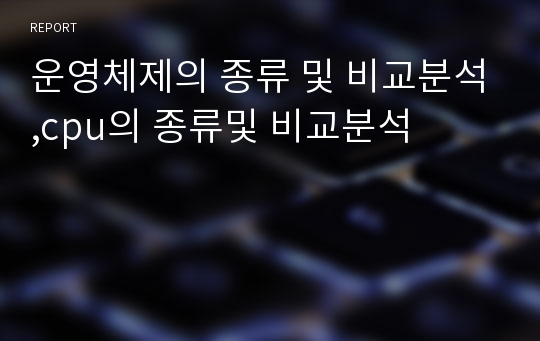 운영체제의 종류 및 비교분석,cpu의 종류및 비교분석