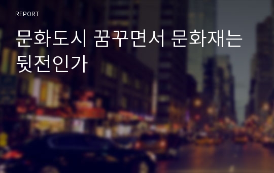 문화도시 꿈꾸면서 문화재는 뒷전인가