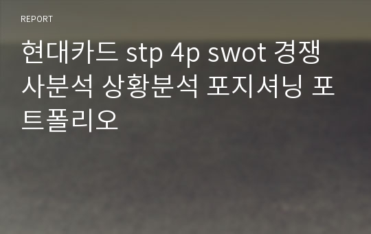 현대카드 stp 4p swot 경쟁사분석 상황분석 포지셔닝 포트폴리오