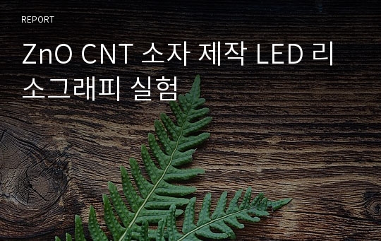 ZnO CNT 소자 제작 LED 리소그래피 실험