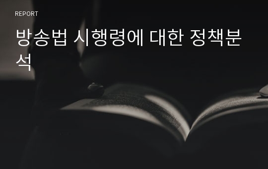 방송법 시행령에 대한 정책분석