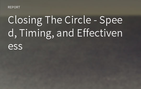 Closing The Circle - Speed, Timing, and Effectiveness