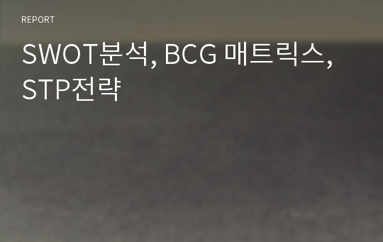 SWOT분석, BCG 매트릭스, STP전략