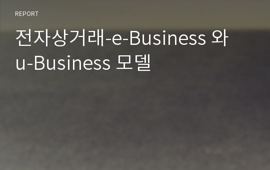 전자상거래-e-Business 와 u-Business 모델