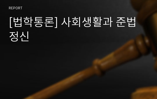 [법학통론] 사회생활과 준법정신